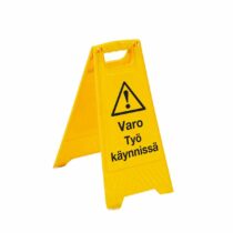 Muovinen A-teline Varoitustekstillä - Varo työ käynnissä