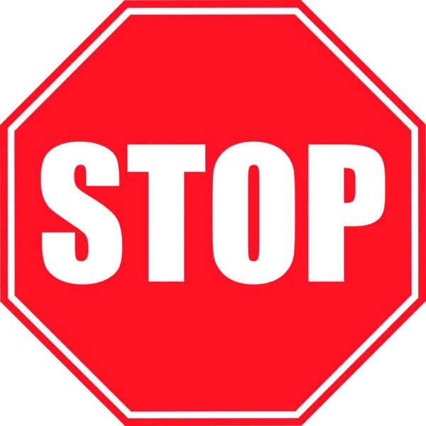 Lattiaan kiinnitettävä huomiotarra - STOP