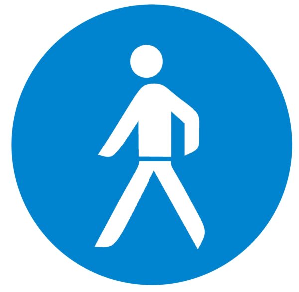 Lattiaan kiinnitettävä huomiotarra - Jalankulku