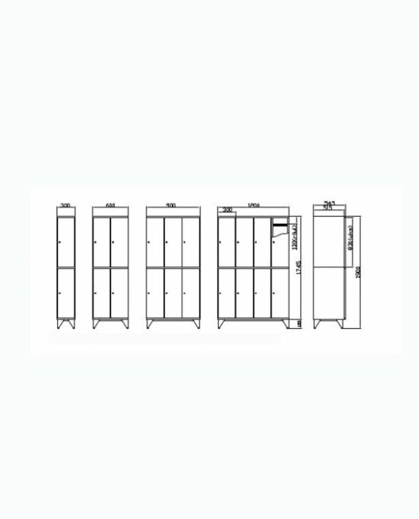 Lokerokaappi Solid, 6-ovinen, lev. 3 x 300 mm