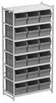 Pientavarahylly, 18 varastolaatikkoa, 1000x500x2000 mm 1000kg